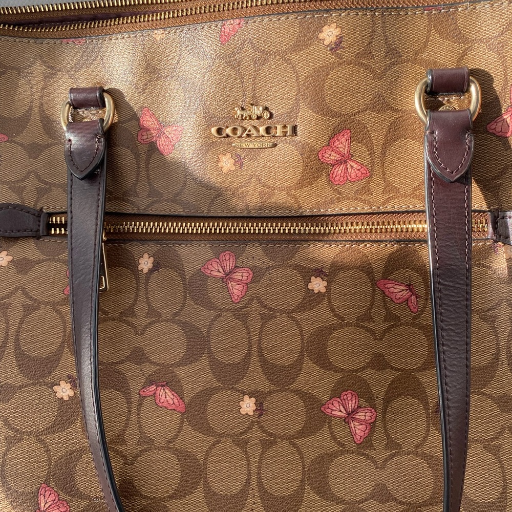 Coach Tan and Pink Women's Tote Bag - Picture 4 of 5